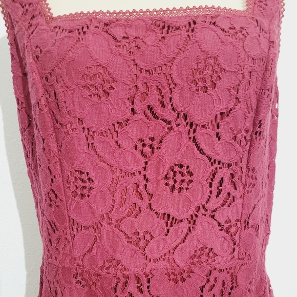 City Vibe Womens Burgundy Fit & Flare Sleeveless Dress Size 15 Lined Square Neck - Picture 3 of 11